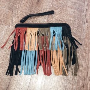 Fringe clutch purse